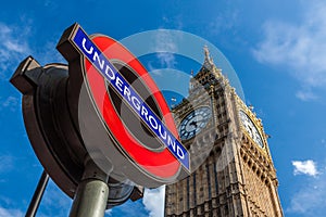 Big Ben and London Underground station sign